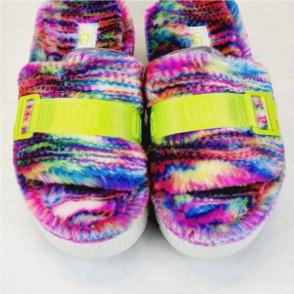 Womens UGG Fluffita Pixelate Sandals Slide Shoes SZ 7 - Picture 4 of 8
